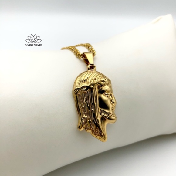 Jesus Necklace | Gold Plated Stainless Steel - Picture 9 of 11